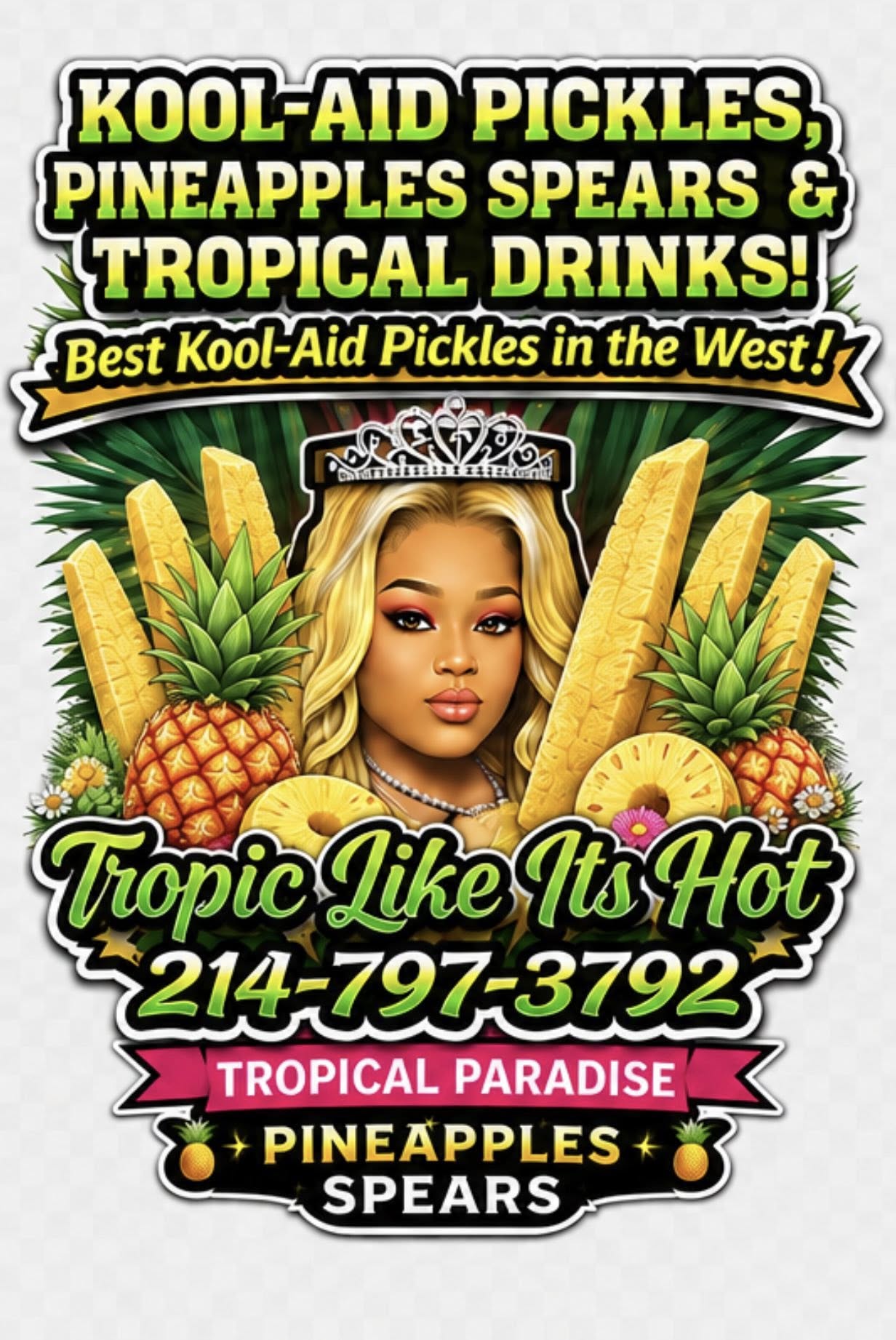 Tropic Like It's Hot brand logo with Kool-Aid pickles, pineapples and tropical drinks